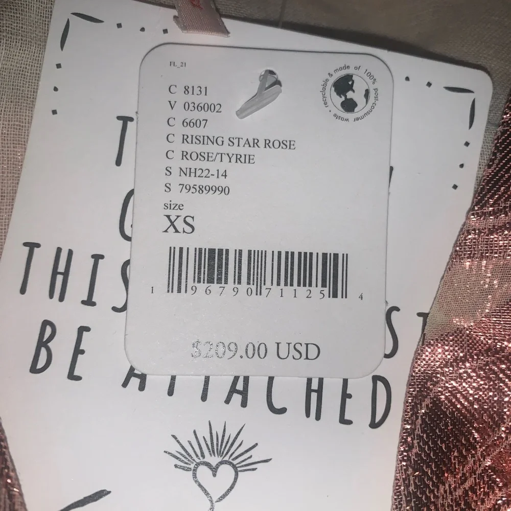 Jen’s Pirate Booty Free People Rising Star rose gold shimmer minidress XS
